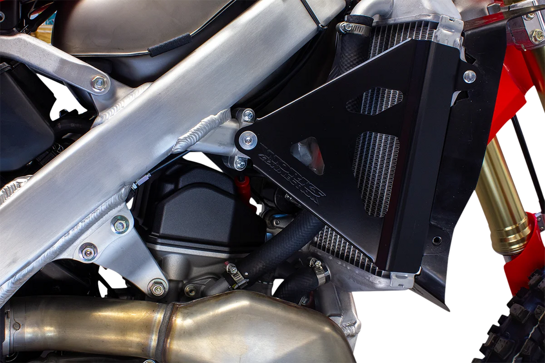 Works Connection Radiator Brace Set - Black - Honda - Back View