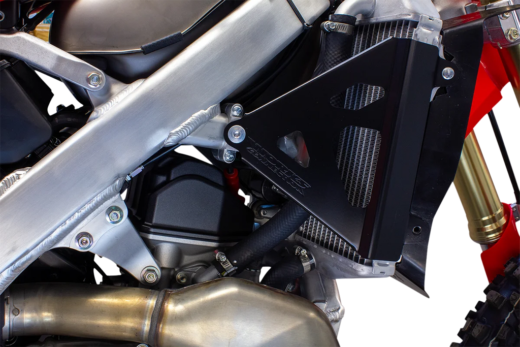 Works Connection Radiator Brace Set - Black - Honda - Back View