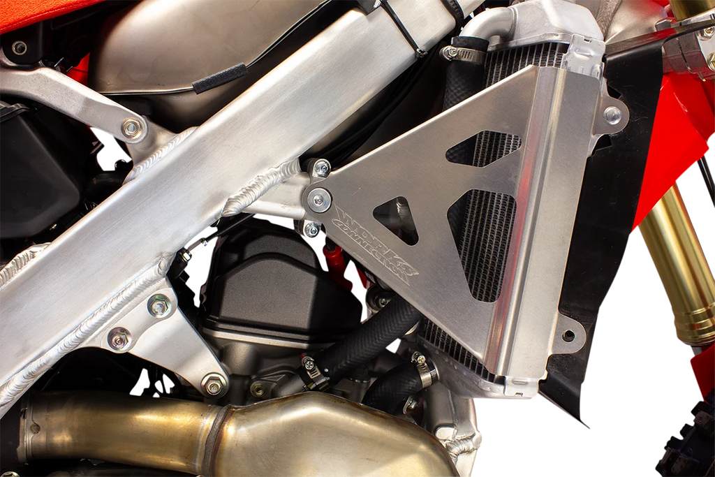 Works Connection Radiator Brace Set - Silver - Honda - Back View