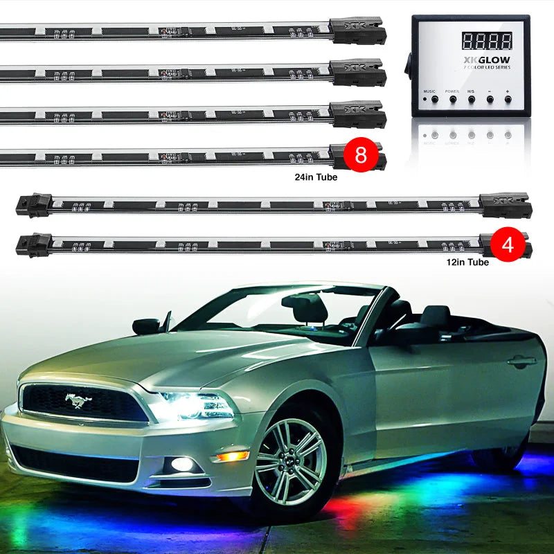 XK Glow 3 Million Color XKGLOW LED Accent Light Car/Truck Kit 8x24In + 4x12In Tubes - Main Product View