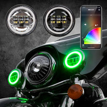 Load image into Gallery viewer, XK Glow 4.5In Black RGB LED Harley Running Light XKchrome Bluetooth App Controlled Kit - Main Product View
