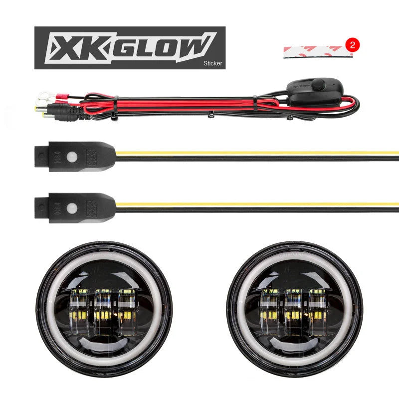 XK Glow 4.5In Black RGB LED Harley Running Light XKchrome Bluetooth App Controlled Kit - Detail View