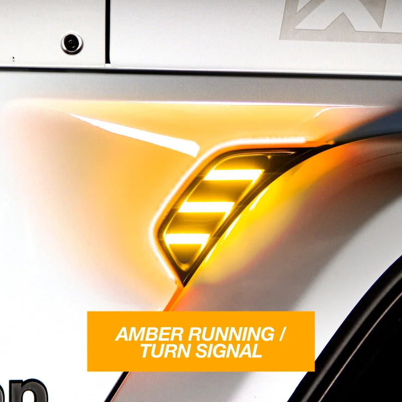 XK Glow Amber Jeep Air Vent Light w/ Turn Signal & Running Light - Side View