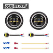Load image into Gallery viewer, XK Glow Black 2pc. Motorcycle Driving Lights w/ Amber Halo