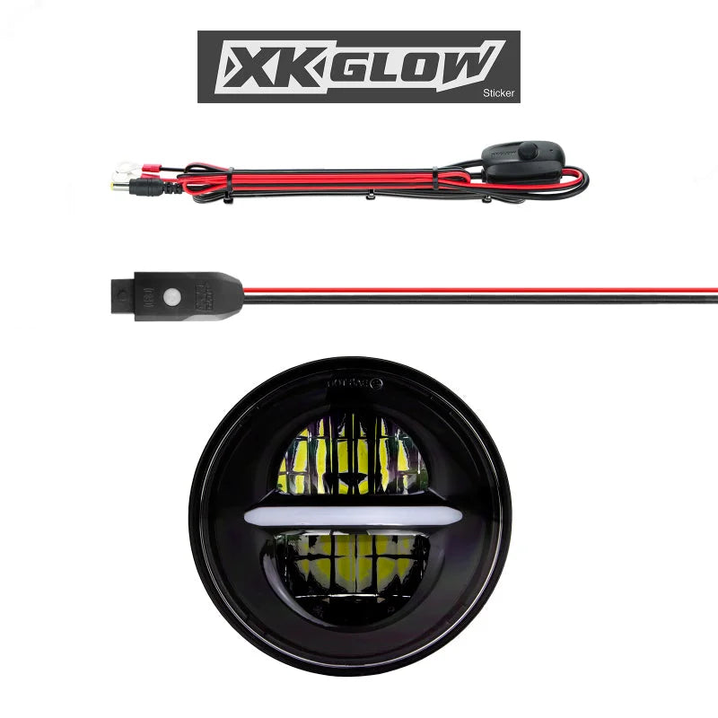 XK Glow Black Bezel 5.75in XKchrome LED headlight - Side View
