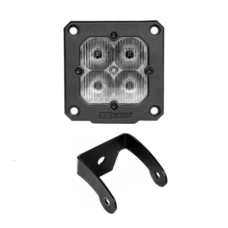 XK Glow Flush Mount XKchrome 20w LED Cube Light w/ RGB Accent Light - Driving Beam - Side View