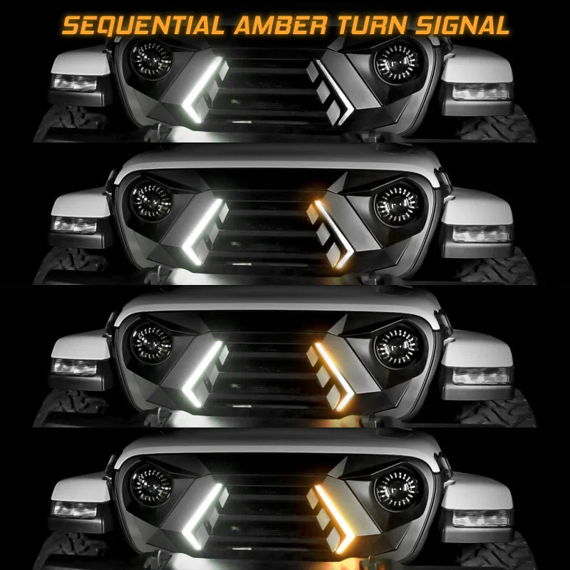 XK Glow JK Wrangler XKCHROME LED Grill Kit - Side View