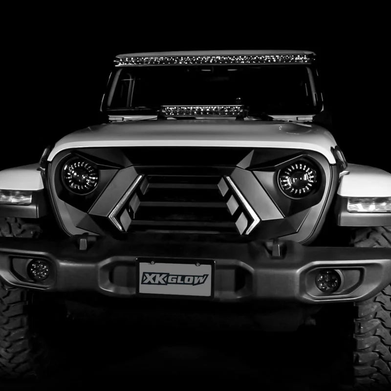 XK Glow JL Wrangler & Gladiator JT XKCHROME LED Grill Kit (Dual Mode) - Installation View
