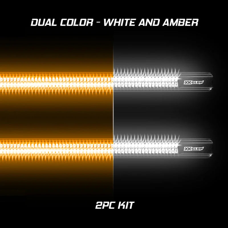 XK Glow Jeep & Truck Running Board Light w/ Turn Signal 2x48in White + Amber - Side View