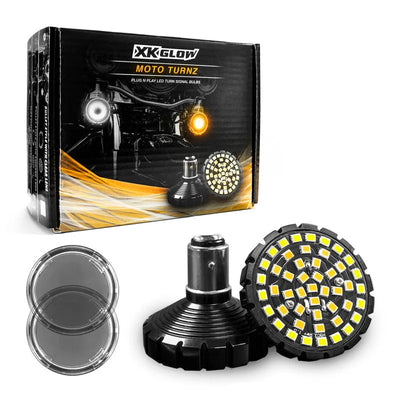 XKGLOW Motorcycle Front LED Turn Signal Kit - Flat Style Smoked Lenses