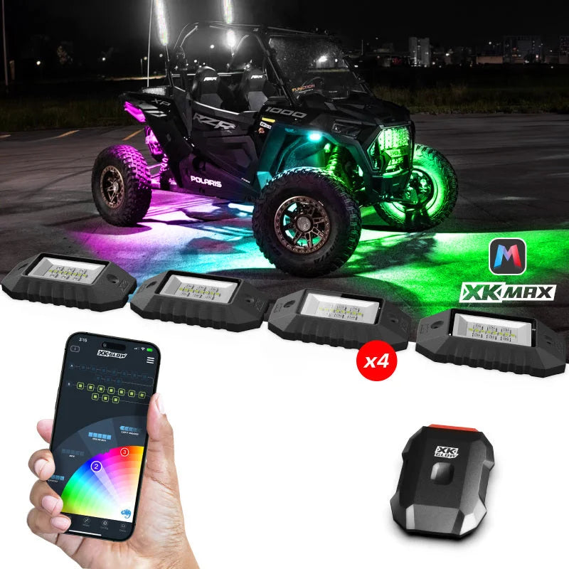 XK Glow RGBW 4pc Addressable LED Rock Light Kit - Main Product View