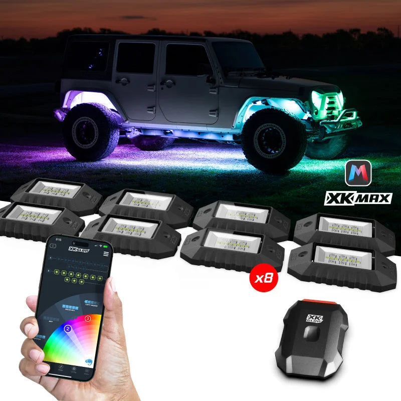 XK Glow RGBW 8pc Addressable LED Rock Light Kit - Main Product View
