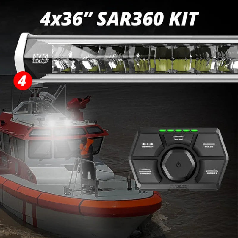 XK Glow SAR360 Light Bar Kit Emergency Search and Rescue Light System White (4) 36In - Main Product View