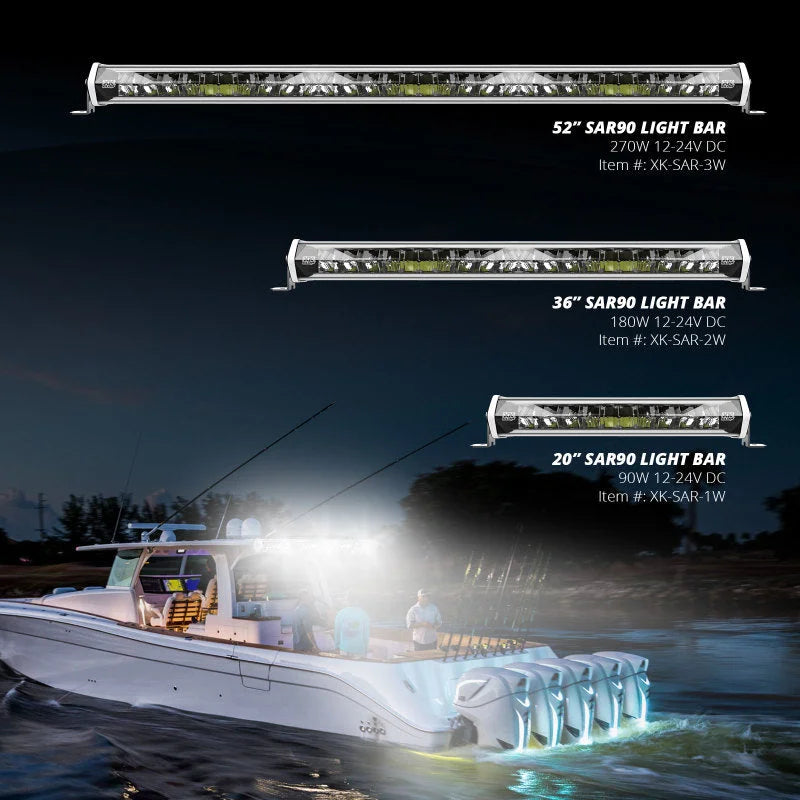 XK Glow SAR360 Light Bar Kit Emergency Search and Rescue Light System White (4) 52In - Side View