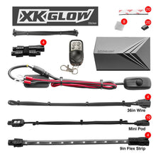 Load image into Gallery viewer, XK Glow Single Color XKGLOW LED Accent Light Motorcycle Kit Red - 10xPod + 4x8InStrips - Detail View