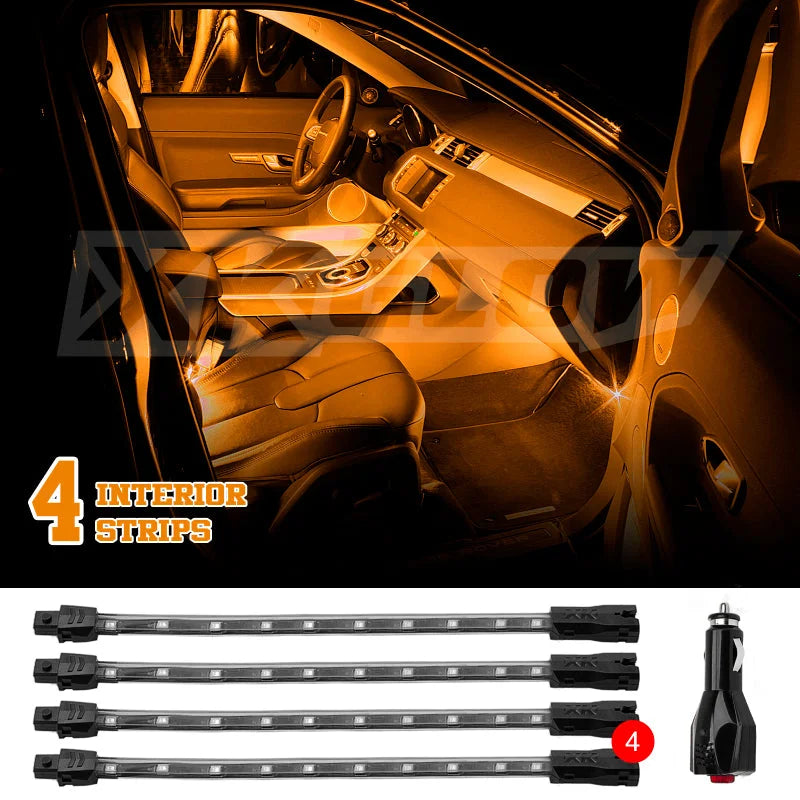 XK Glow Single Color XKGLOW UnderglowLED Accent Light Car/Truck Kit Amber - 4x8In - Detail View