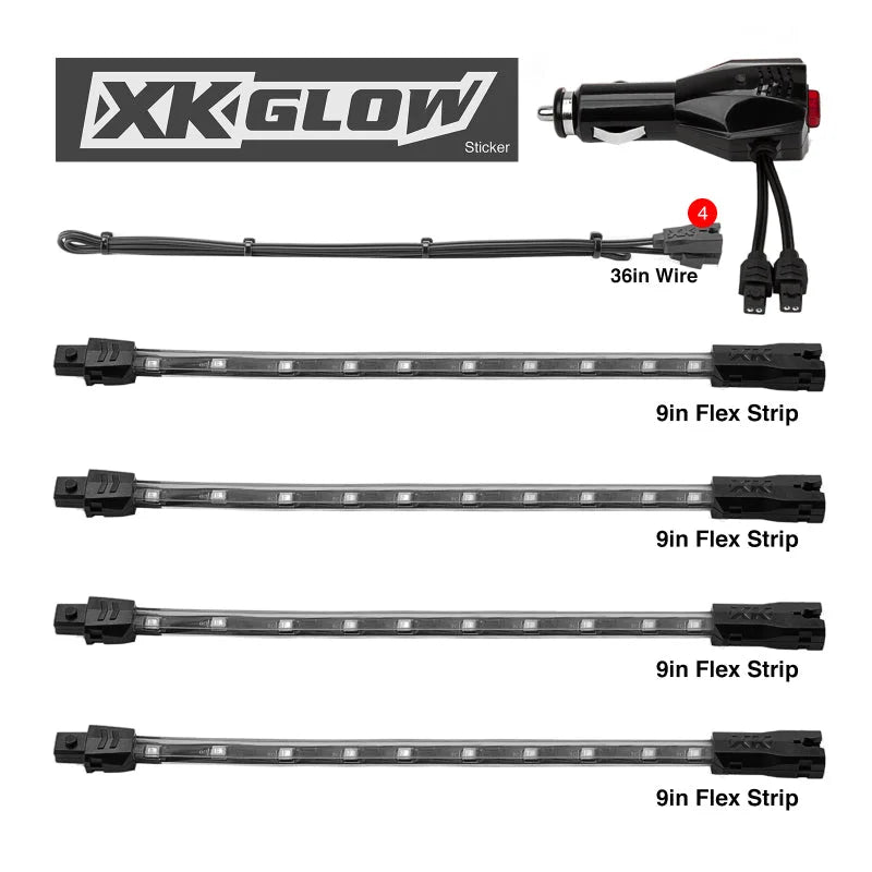 XK Glow Single Color XKGLOW UnderglowLED Accent Light Car/Truck Kit Blue - 4x8In - Side View