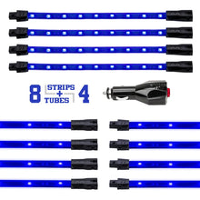 Load image into Gallery viewer, XK Glow Single Color XKGLOW UnderglowLED Accent Light Car/Truck Kit Blue - 8x24In Tube + 4x8In Strip - Detail View