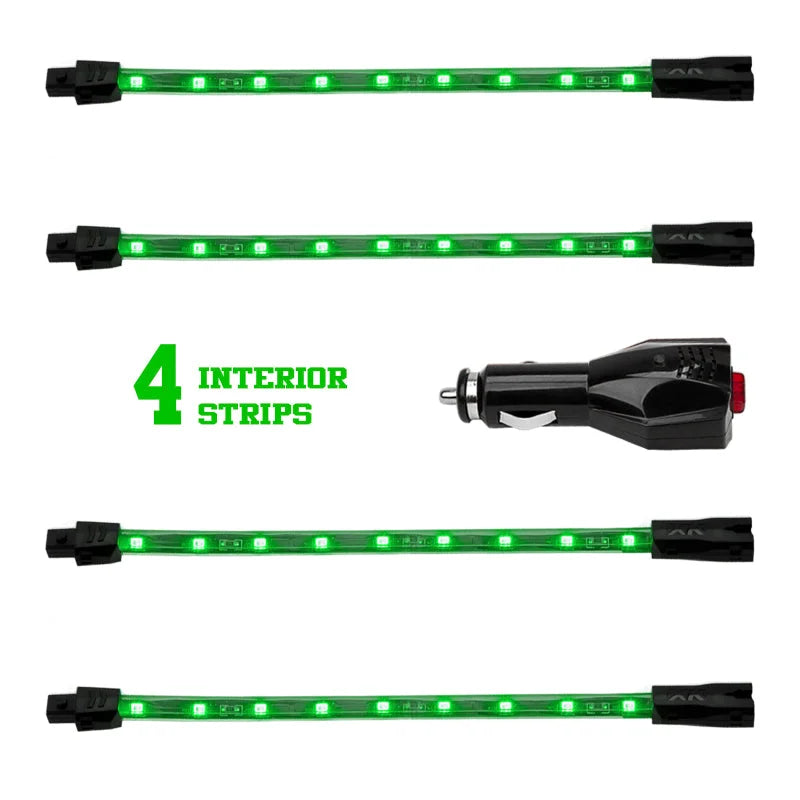 XK Glow Single Color XKGLOW UnderglowLED Accent Light Car/Truck Kit Green - 4x8In - Side View