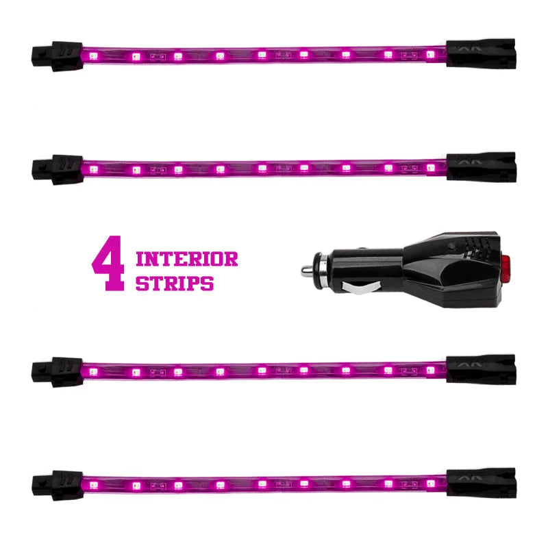 XK Glow Single Color XKGLOW UnderglowLED Accent Light Car/Truck Kit Pink - 4x8In - Side View