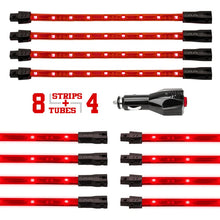Load image into Gallery viewer, XK Glow Single Color XKGLOW UnderglowLED Accent Light Car/Truck Kit Red - 8x24In Tube + 4x8In Strip - Side View