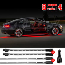 Load image into Gallery viewer, XK Glow Single Color XKGLOW UnderglowLED Accent Light Car/Truck Kit Red - 8x24In Tube + 4x8In Strip - Detail View