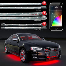 Load image into Gallery viewer, XK Glow Strip Million Color XKCHROME App Undercar Kit (8x24In Tube + 6x10In Strip + 4x36In) - Side View