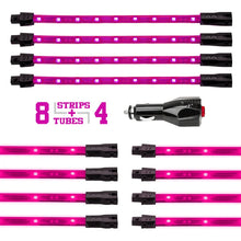 Load image into Gallery viewer, XK Glow Strip Single Color Underglow LED Accent Light Car/Truck Kit Pink - 8x24In Tube Car + 4x8In - Detail View