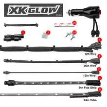 Load image into Gallery viewer, XK Glow Strip Single Color Underglow LED Accent Light Car/Truck Kit White - 8x24In Tube + 4x8In - Main Product View