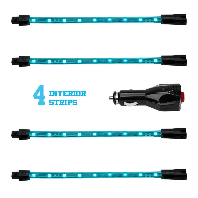 XK Glow Strip Single Color XKGLOW UnderglowLED Accent Light Car/Truck Kit Light Blue - 4x8In - Side View