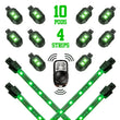 Load image into Gallery viewer, XK Glow Strips Single Color XKGLOW LED Accent Light Motorcycle Kit Green - 10xPod + 4x8In - Side View