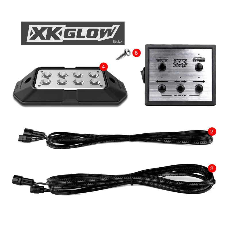 XK Glow Strobe Pod Lights w/ Traffic Modes Ultra LEDs Multiple Modes + Solid On - White + Amber 4pc - Main Product View
