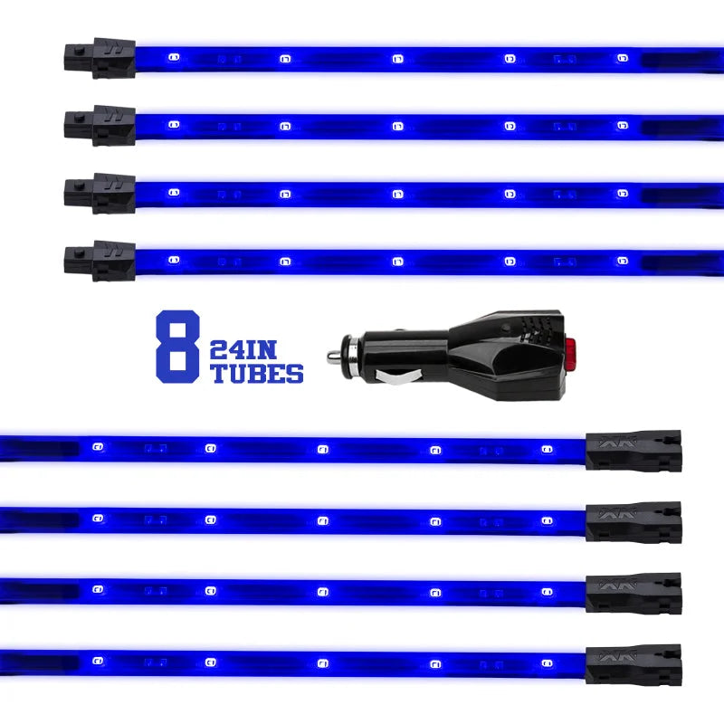 XK Glow Tube Single Color Underglow LED Accent Light Car/Truck Kit Blue - 8x24In - Main Product View