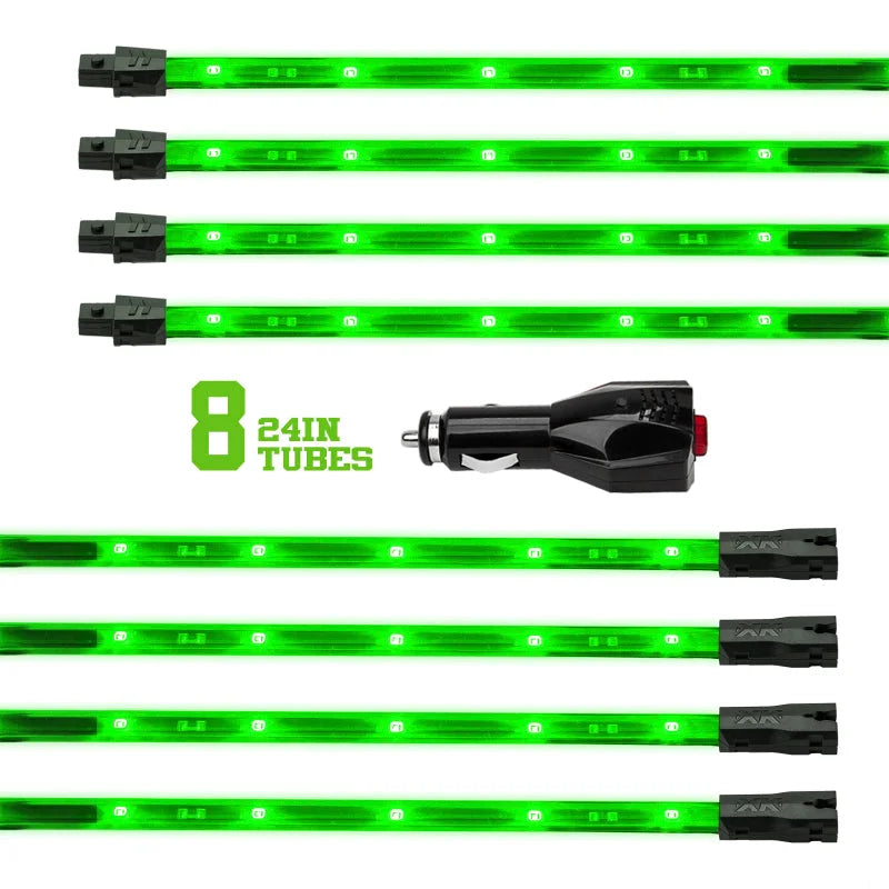 XK Glow Tube Single Color Underglow LED Accent Light Car/Truck Kit Green - 8x24In - Main Product View