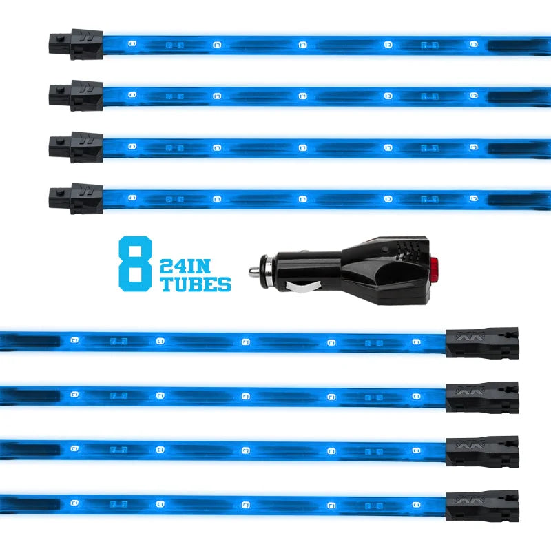 XK Glow Tube Single Color Underglow LED Accent Light Car/Truck Kit Light Blue - 8x24In - Detail View