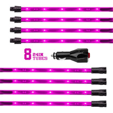 Load image into Gallery viewer, XK Glow Tube Single Color Underglow LED Accent Light Car/Truck Kit Pink - 8x24In - Side View