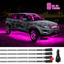 Load image into Gallery viewer, XK Glow Tube Single Color Underglow LED Accent Light Car/Truck Kit Pink - 8x24In - Detail View