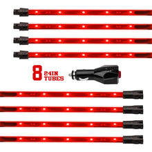 Load image into Gallery viewer, XK Glow Tube Single Color Underglow LED Accent Light Car/Truck Kit Red - 8x24In - Detail View