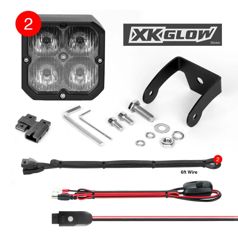 XK Glow XKchrome 20w LED Cube Light w/ RGB Accent Light Kit w/ Controller- Driving Beam 2pc - Main Product View