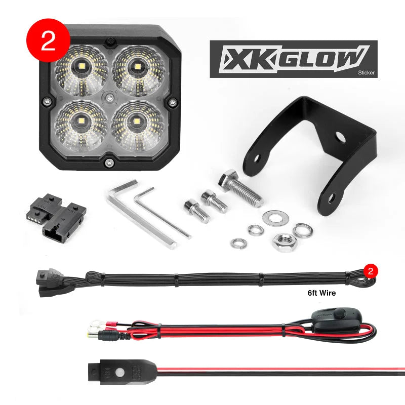 XK Glow XKchrome 20w LED Cube Light w/ RGB Accent Light Kit w/ Controller- Flood Beam 2pc - Main Product View