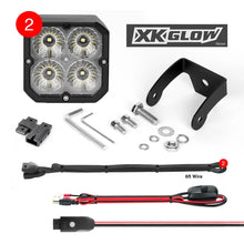 Load image into Gallery viewer, XK Glow XKchrome 20w LED Cube Light w/ RGB Accent Light Kit w/ Controller- Flood Beam 2pc - Main Product View