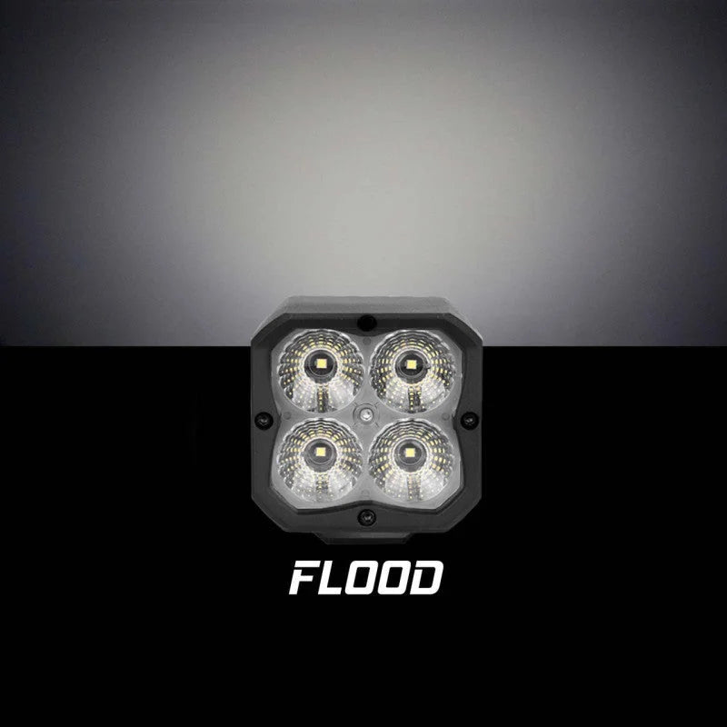 XK Glow XKchrome 20w LED Cube Light w/ RGB Accent Light Kit w/ Controller- Flood Beam 2pc - Back View