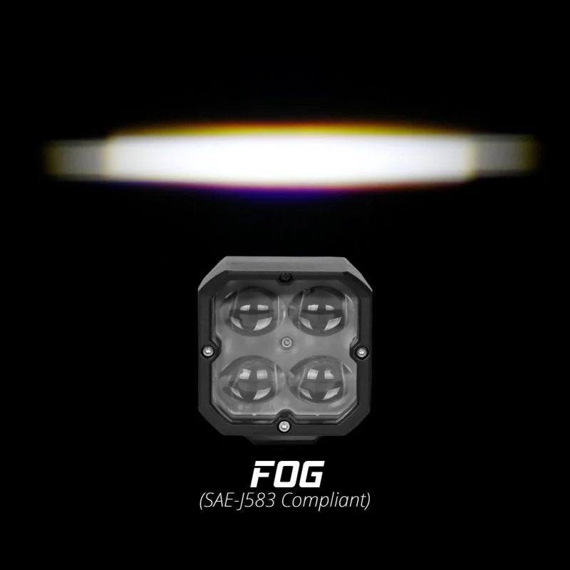 XK Glow XKchrome 20w LED Cube Light w/ RGB Accent Light Kit w/ Controller- Fog Beam 2pc - Main Product View