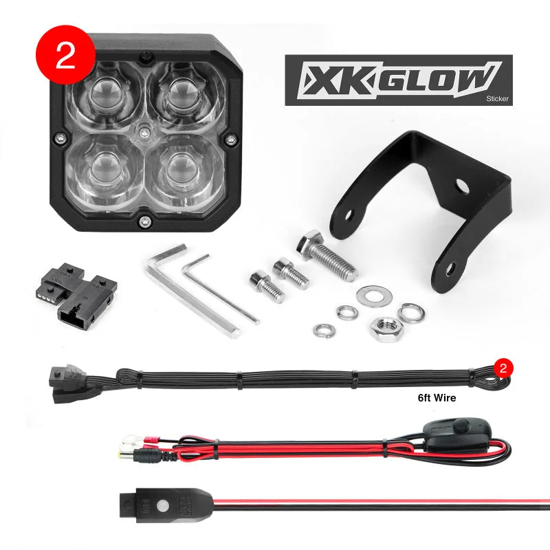 XK Glow XKchrome 20w LED Cube Light w/ RGB Accent Light Kit w/ Controller- Spot Beam 2pc - Main Product View