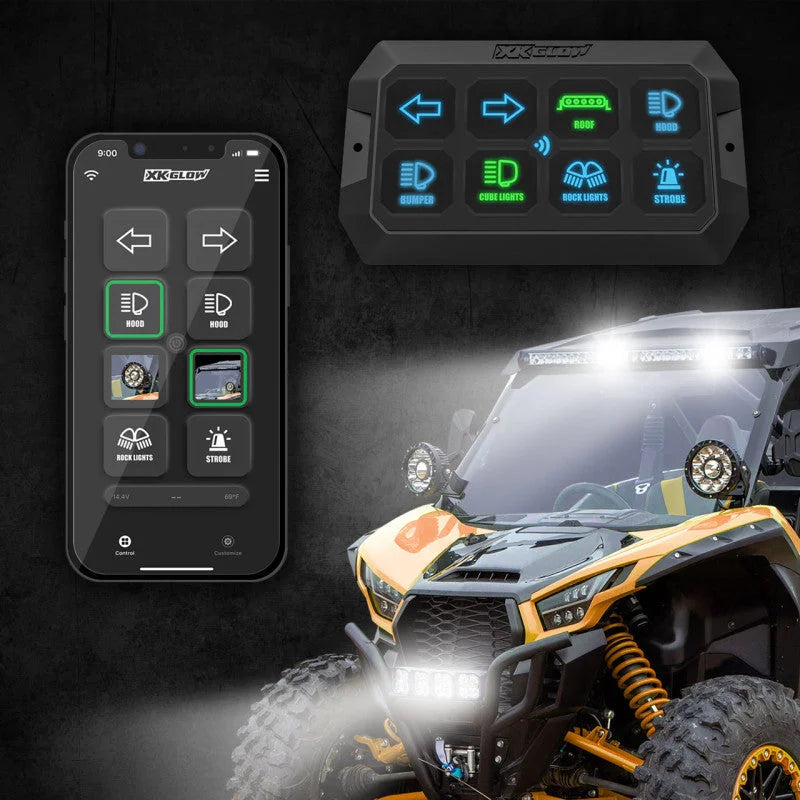 XK Glow XKcommand Bluetooth Switch Panel for Lights 12V Accessory Offroad - Side View