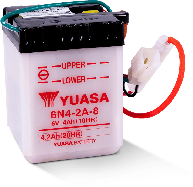 Yuasa 6N4-2A-8 Conventional 6-Volt Battery - Side View