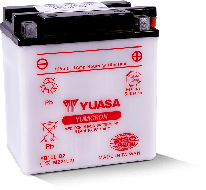 Yuasa YB10L-B2 Yumicron 12-Volt Battery - Side View