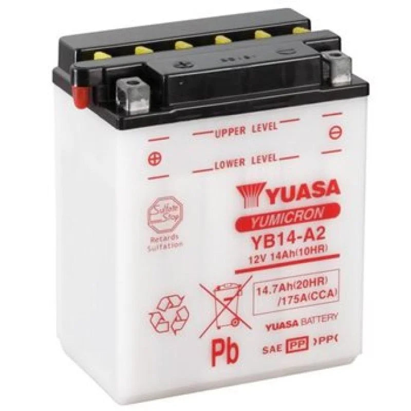 Yuasa YB14L-A2 Yumicron CX 12-Volt Battery - Side View