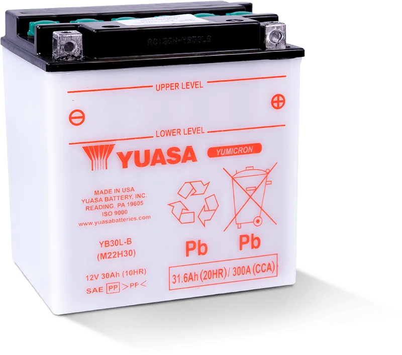 Yuasa YB30L-B Yumicron CX 12-Volt Battery - Side View