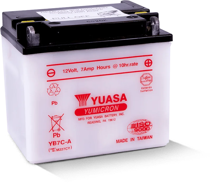 Yuasa YB7C-A Yumicron 12-Volt Battery - Side View